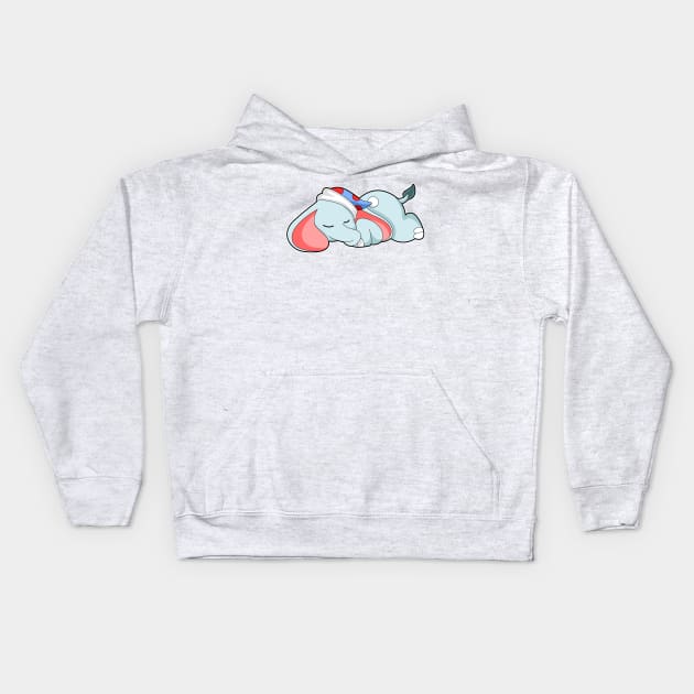 Elephant at Sleeping with Sleepyhead Kids Hoodie by Markus Schnabel